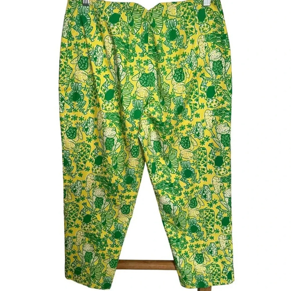 Lilly Pulitzer Ankle Frog Green Pockets Tropical Crop Capri Pants Size 10 - Picture 8 of 12